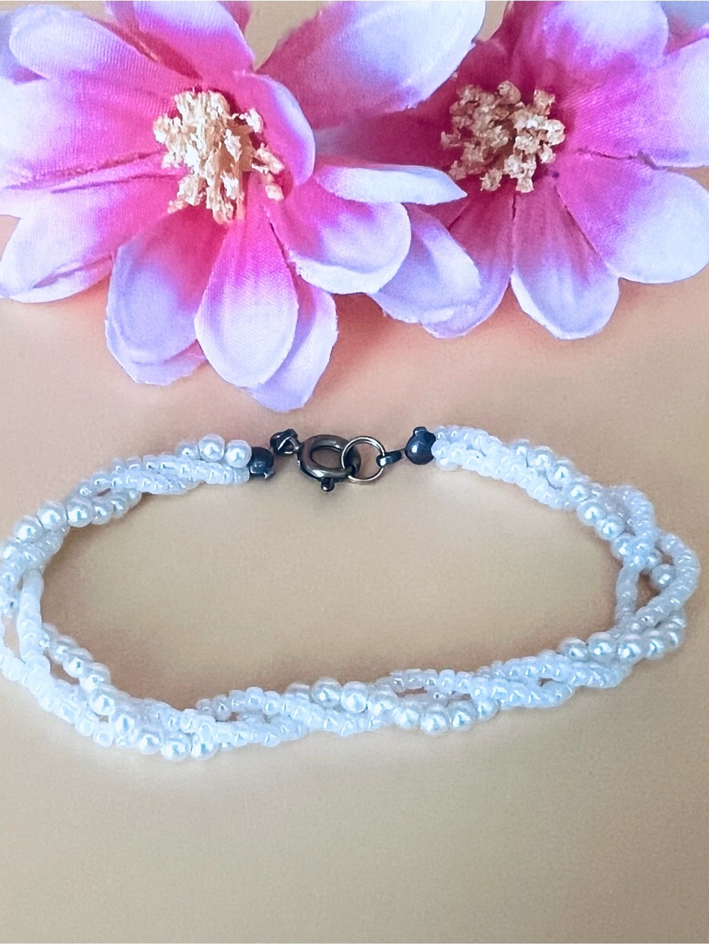 White Pearl Multi-Strand Beaded Bracelet - Elegant Women’s Jewelry